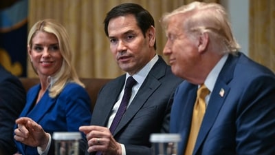 President Donald Trump, Attorney General Pam Bondi and Secretary of State Marco Rubio at a meeting in the Cabinet Room of the White House. (AFP) President Donald Trump, Attorney General Pam Bondi and Secretary of State Marco Rubio at a meeting in the Cabinet Room of the White House. (AFP)