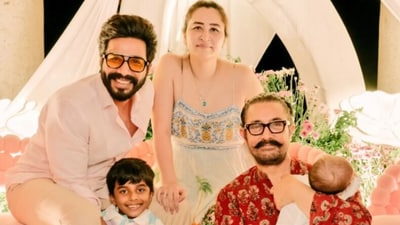 Aamir Khan with Vishnu Vishal and Jwala Gutta's daughter. Aamir Khan with Vishnu Vishal and Jwala Gutta's daughter.