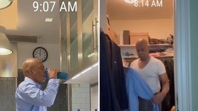 Filming a 'get ready with me'-style video to give the public a sneak peek into his daily routine, the mayor began his morning at 8 AM (Instagram/ericadamsfornyc) Filming a 'get ready with me'-style video to give the public a sneak peek into his daily routine, the mayor began his morning at 8 AM (Instagram/ericadamsfornyc)
