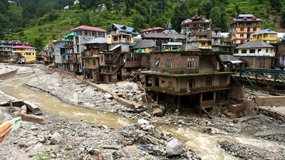 In stark contrast, Himachal Pradesh is reeling under the weight of relentless monsoon devastation. With 203.2 mm of rain recorded between June 1 and July 8 — significantly above normal — flash floods, landslides and cloudbursts have become routine. According to the State Emergency Operation Centre, nearly 200 roads, including 150 in Mandi alone, are still blocked. Hundreds of transformers and water supply schemes remain affected, and close to 450 people are taking shelter in relief camps as the state braces for more rain. (PTI) In stark contrast, Himachal Pradesh is reeling under the weight of relentless monsoon devastation. With 203.2 mm of rain recorded between June 1 and July 8 — significantly above normal — flash floods, landslides and cloudbursts have become routine. According to the State Emergency Operation Centre, nearly 200 roads, including 150 in Mandi alone, are still blocked. Hundreds of transformers and water supply schemes remain affected, and close to 450 people are taking shelter in relief camps as the state braces for more rain. (PTI)