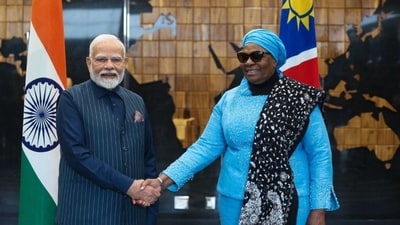 Currently, PM Modi is in Namibia for a State visit at the invitation of Namibian President Netumbo Nandi-Ndaitwah. (X/ @MEAIndia) Currently, PM Modi is in Namibia for a State visit at the invitation of Namibian President Netumbo Nandi-Ndaitwah. (X/ @MEAIndia)
