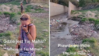 In the video, the tourists are seen visibly disturbed by the stench, with one of them gagging and sarcastically referring to the scene as the “real India.” (Instagram/podroznikdowynajecia) In the video, the tourists are seen visibly disturbed by the stench, with one of them gagging and sarcastically referring to the scene as the “real India.” (Instagram/podroznikdowynajecia)