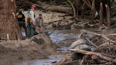 Debris covers the area of Camp Mystic in Hunt, Texas, Monday, July 7, 2025, after a flash flood swept through the area. (AP) Debris covers the area of Camp Mystic in Hunt, Texas, Monday, July 7, 2025, after a flash flood swept through the area. (AP)