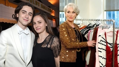 Timothée Chalamet with sister Pauline; Meryl Streep as Miranda Priestly Timothée Chalamet with sister Pauline; Meryl Streep as Miranda Priestly