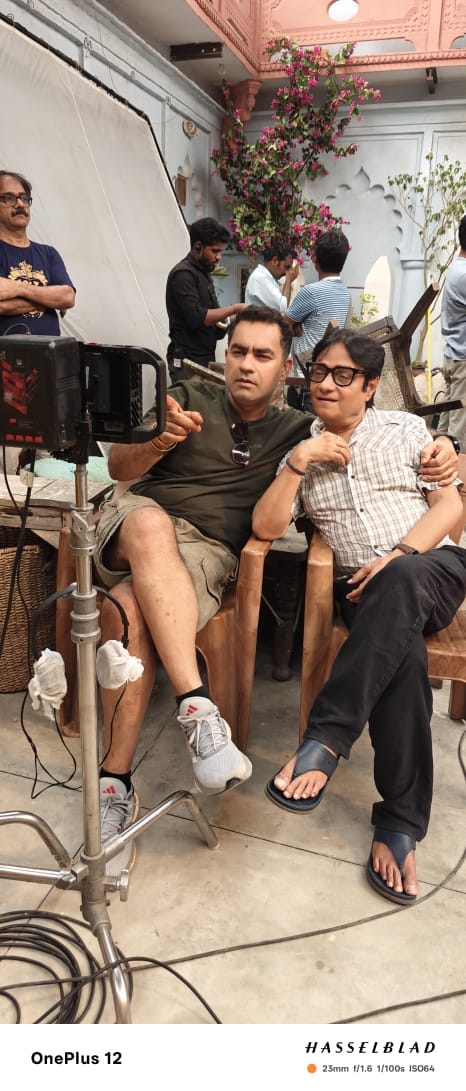 Actor-writer Brijendra Kala with film director Varun S Sharma during the shooting of Pariwarik ManuRanjan in Lucknow Actor-writer Brijendra Kala with film director Varun S Sharma during the shooting of Pariwarik ManuRanjan in Lucknow
