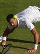 Novak Djokovic returns to Flavio Cobolli during their Wimbledon quarter-final. (AP)