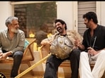 SS Rajamouli, Rana Daggubati and Prabhas share a light moment together.