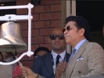 Sachin Tendulkar rings the Lord's bell before the start of Day 1 Sachin Tendulkar rings the Lord's bell before the start of Day 1