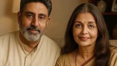 An AI artist on Instagram imagined what Bollywood couples like Aishwarya Rai and Abhishek Bachchan would look like in their golden years. (Instagram: Ajin Joseph) An AI artist on Instagram imagined what Bollywood couples like Aishwarya Rai and Abhishek Bachchan would look like in their golden years. (Instagram: Ajin Joseph)