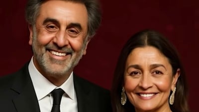 The results, including this picture of Alia Bhatt and Ranbir Kapoor, were fascinating, given the glamour they seemed to ooze despite the wrinkles. (Instagram: Ajin Joseph) The results, including this picture of Alia Bhatt and Ranbir Kapoor, were fascinating, given the glamour they seemed to ooze despite the wrinkles. (Instagram: Ajin Joseph)