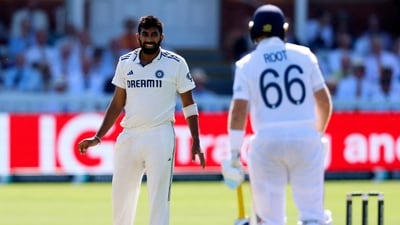 India's Jasprit Bumrah looks at England's Joe Root after bowling (Action Images via Reuters)