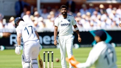 India's Jasprit Bumrah reacts during Lord's Test match against England (Action Images via Reuters)