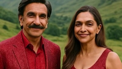 Deepika Padukone and Ranveer Singh even matched in red while living out their Bollywood dreams in stunning locales, as imagined by AI. (Instagram: Ajin Joseph) Deepika Padukone and Ranveer Singh even matched in red while living out their Bollywood dreams in stunning locales, as imagined by AI. (Instagram: Ajin Joseph)