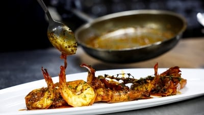 Food prepared using the recipe from "Aiman", the AI Chef is served on a plate, at the Trove Restaurant in Dubai, United Arab Emirates, July 8, 2025. REUTERS/Rula Rouhana (REUTERS)