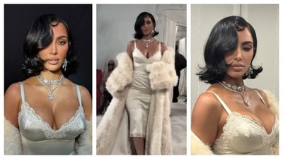 Kim Kardashian paired a satin dress with a fur coat. (PC: IG/Kimkardashian) Kim Kardashian paired a satin dress with a fur coat. (PC: IG/Kimkardashian)