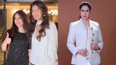 Meenakshi Seshadri and Sangeeta Bijlani spark 90s' nostalgia. Meenakshi Seshadri and Sangeeta Bijlani spark 90s' nostalgia.