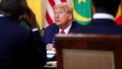 U.S. President Donald Trump hosts a lunch for African leaders of Gabon, Guinea-Bissau, Liberia, Mauritania, and Senegal in the State Dining Room at the White House in Washington, D.C., U.S., July 9 (REUTERS)