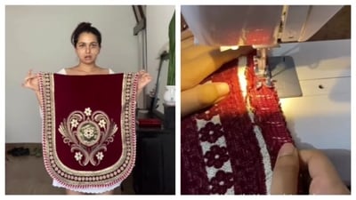 A content creator upcycled a sofa cover into a chic dress. (PC: IG/@thateclecticone) A content creator upcycled a sofa cover into a chic dress. (PC: IG/@thateclecticone)