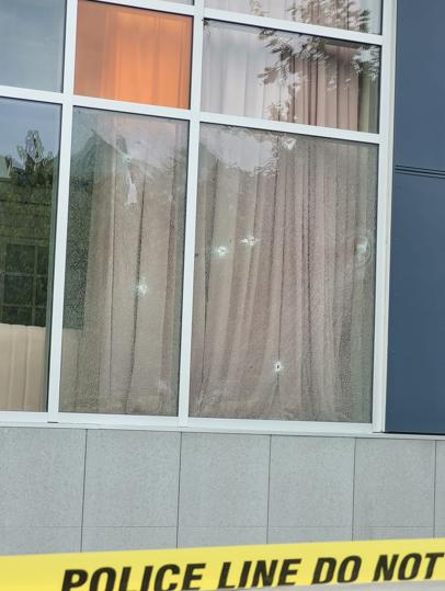 Bullet marks in a window of Kap’s Cafe in Surrey, British Columbia, which was fired at by unknown persons in the early hours of Thursday. (Credit: Sameer Kaushal/NewsDerby) Bullet marks in a window of Kap’s Cafe in Surrey, British Columbia, which was fired at by unknown persons in the early hours of Thursday. (Credit: Sameer Kaushal/NewsDerby)