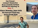 18-year-old Monterlos was cycling across Iran and has not been heard from since mid-June.