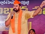MLA T Raja Singh during a protest, in Hyderabad. Singh, on Monday, June 30, 2025 resigned from BJP.