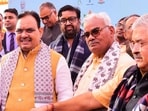 Rajasthan education minister Madan Dilawar with CM Bhajanlal Sharma. 