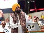 CM Bhagwant Mann speaking during the Punjab Vidhan Sabha session in Chandigarh on Friday. CM Bhagwant Mann speaking during the Punjab Vidhan Sabha session in Chandigarh on Friday.