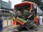 The BEST bus and truck accident on Western Express Highway near Vanrai Police Station, five passengers injured in Mumbai. The BEST bus and truck accident on Western Express Highway near Vanrai Police Station, five passengers injured in Mumbai.