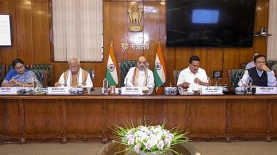 Amit Shah during a high level review meeting on Yamuna rejuvenation in New Delhi. (PIB) Amit Shah during a high level review meeting on Yamuna rejuvenation in New Delhi. (PIB)