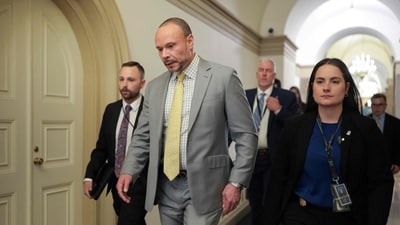 The Federal Bureau of Investigation (FBI) Deputy Director Dan Bongino leaves after meeting with Republican lawmakers (Getty Images via AFP)