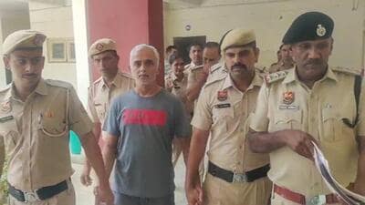 Deepak Yadav, father of Radhika Yadav, produced in district court, in Gurugram, on Friday. (HT Photo)