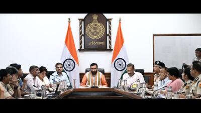 Haryana chief minister Nayab Singh Saini during a meeting in Chandigarh on Friday. (Sourced) Haryana chief minister Nayab Singh Saini during a meeting in Chandigarh on Friday. (Sourced)
