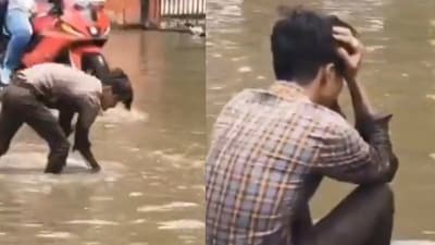 A young man in Jaipur was heartbroken after his phone slipped into rainwater caused by poor drainage. (@ursvenkatraman/Instagram) A young man in Jaipur was heartbroken after his phone slipped into rainwater caused by poor drainage. (@ursvenkatraman/Instagram)