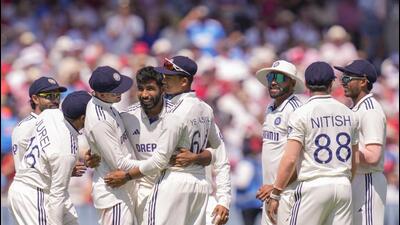 Jasprit Bumrah celebrates the wicket of England's Jofra Archer on the second day of the third Test. (PTI) Jasprit Bumrah celebrates the wicket of England's Jofra Archer on the second day of the third Test. (PTI)