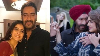 Kajol reacted to Ajay Devgn's 'finger dance' from Son of Sardaar 2 song. Kajol reacted to Ajay Devgn's 'finger dance' from Son of Sardaar 2 song.