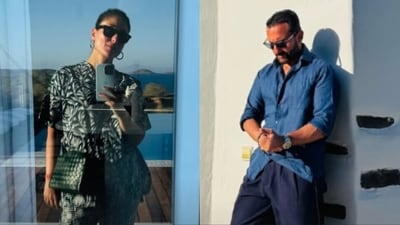 Kareena Kapoor and Saif Ali Khan travelled outside India recently. Kareena Kapoor and Saif Ali Khan travelled outside India recently.