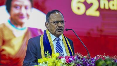 National Security Advisor Ajit Doval addresses a gathering during the 62nd Convocation of IIT Madras, in Chennai, on Friday. (PTI) National Security Advisor Ajit Doval addresses a gathering during the 62nd Convocation of IIT Madras, in Chennai, on Friday. (PTI)