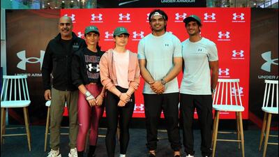 Neeraj Chopra at the launch of Under Armour store in Gurugram in Friday. (HT)