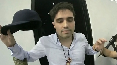 This frame grab from video, provided by the Mexican government, shows Ovidio Guzman Lopez being detained in Culiacan, Mexico, Oct 17, 2019. (AP) This frame grab from video, provided by the Mexican government, shows Ovidio Guzman Lopez being detained in Culiacan, Mexico, Oct 17, 2019. (AP)