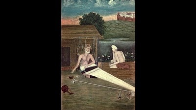 Painting of Kabir weaving, c. 1825 (Central Museum, Jaipur/Wikimedia Commons) Painting of Kabir weaving, c. 1825 (Central Museum, Jaipur/Wikimedia Commons)