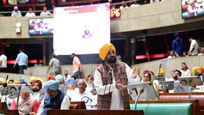 Punjab chief minister Bhagwant Mann speaking in the Vidhan Sabha in Chandigarh on Friday. Mann defended the move to revive the traditional bullock cart races and promote the rural ethos of the state. (Ravi Kumar/HT) Punjab chief minister Bhagwant Mann speaking in the Vidhan Sabha in Chandigarh on Friday. Mann defended the move to revive the traditional bullock cart races and promote the rural ethos of the state. (Ravi Kumar/HT)