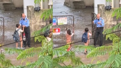 Elderly guard and kids share heart-touching bond in viral video, internet reacts. (@leechess.diary/Instagram) Elderly guard and kids share heart-touching bond in viral video, internet reacts. (@leechess.diary/Instagram)