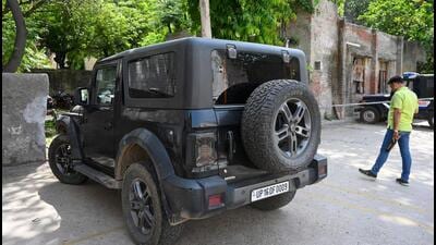 The Mahindra Thar involved in the crime last month. (Sunil Ghosh/HT Photo) The Mahindra Thar involved in the crime last month. (Sunil Ghosh/HT Photo)