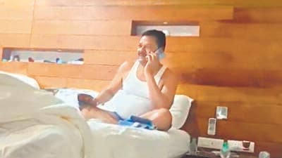 The video of Sanjay Shirsat was shared online by Shiv Sena (UBT) MP Sanjay Raut on Friday. The video of Sanjay Shirsat was shared online by Shiv Sena (UBT) MP Sanjay Raut on Friday.