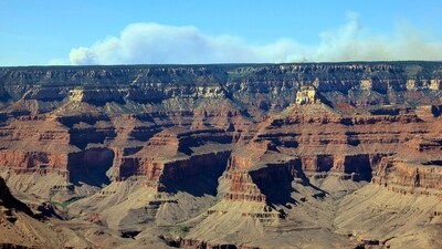 South Rim of Grand Canyon National Park in northern Arizona shows smoke over the park's North Rim on Thursday (AP)