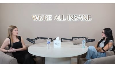 Courtney (left) repeated the allegations against Leonia Police Chief Scott Tamagny, his neighbour Kevin Slevin and others on a podcast called 'We're All Insane' in April. (YouTube) Courtney (left) repeated the allegations against Leonia Police Chief Scott Tamagny, his neighbour Kevin Slevin and others on a podcast called 'We're All Insane' in April. (YouTube)