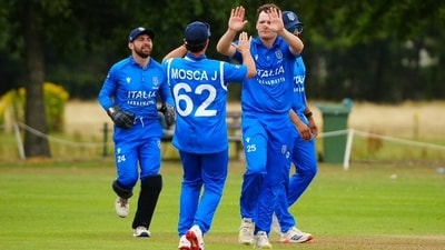 Italian players during the European qualifiers for the 2026 T20 World Cup (ICC) Italian players during the European qualifiers for the 2026 T20 World Cup (ICC)