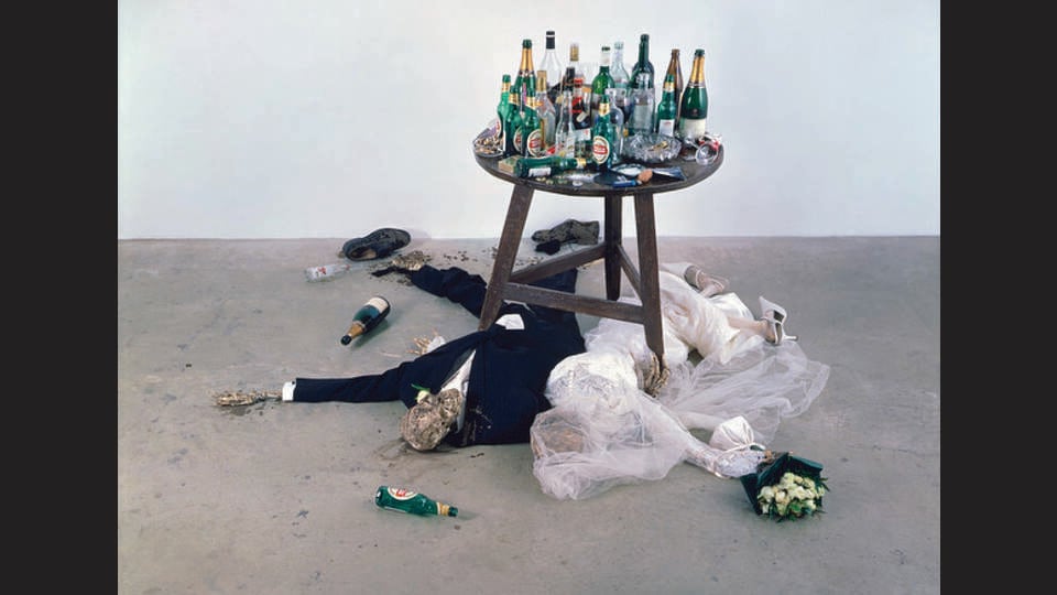 In 2001, a cleaner handed Damien Hirst’s installation made of beer bottles and ashtrays to the garbage collector. (INSTAGRAM/@DAMIENHIRST)