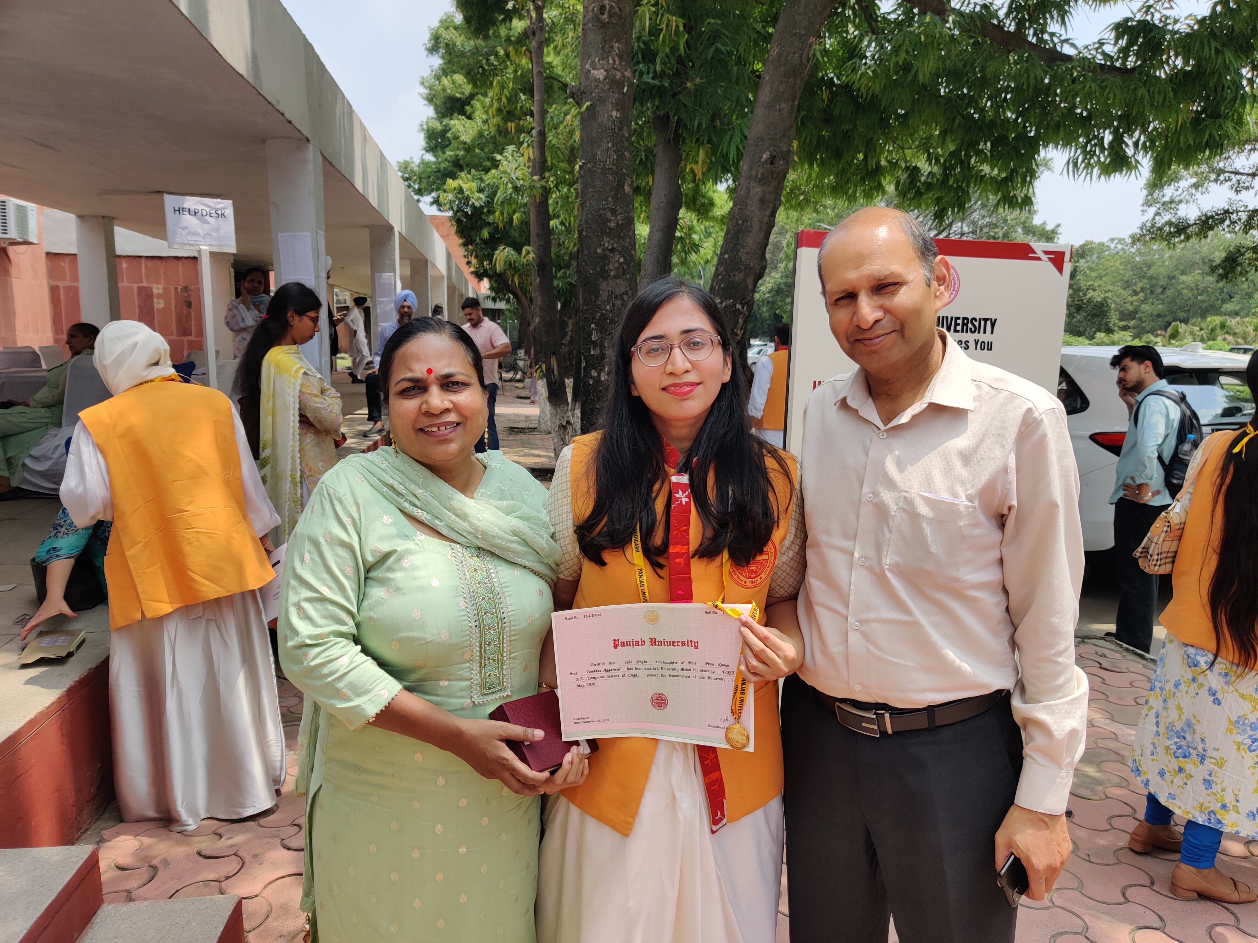 Isha Singla with her parents Isha Singla with her parents