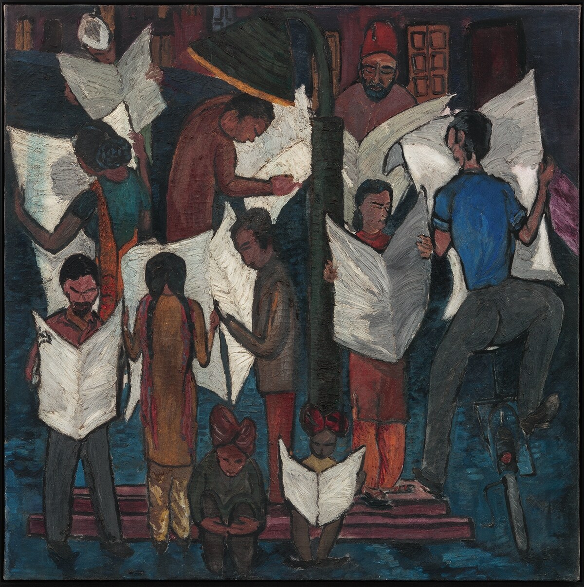News of Gandhiji’s Death (1948) by Krishen Khanna. (Image courtesy Asia Society India) News of Gandhiji’s Death (1948) by Krishen Khanna. (Image courtesy Asia Society India)